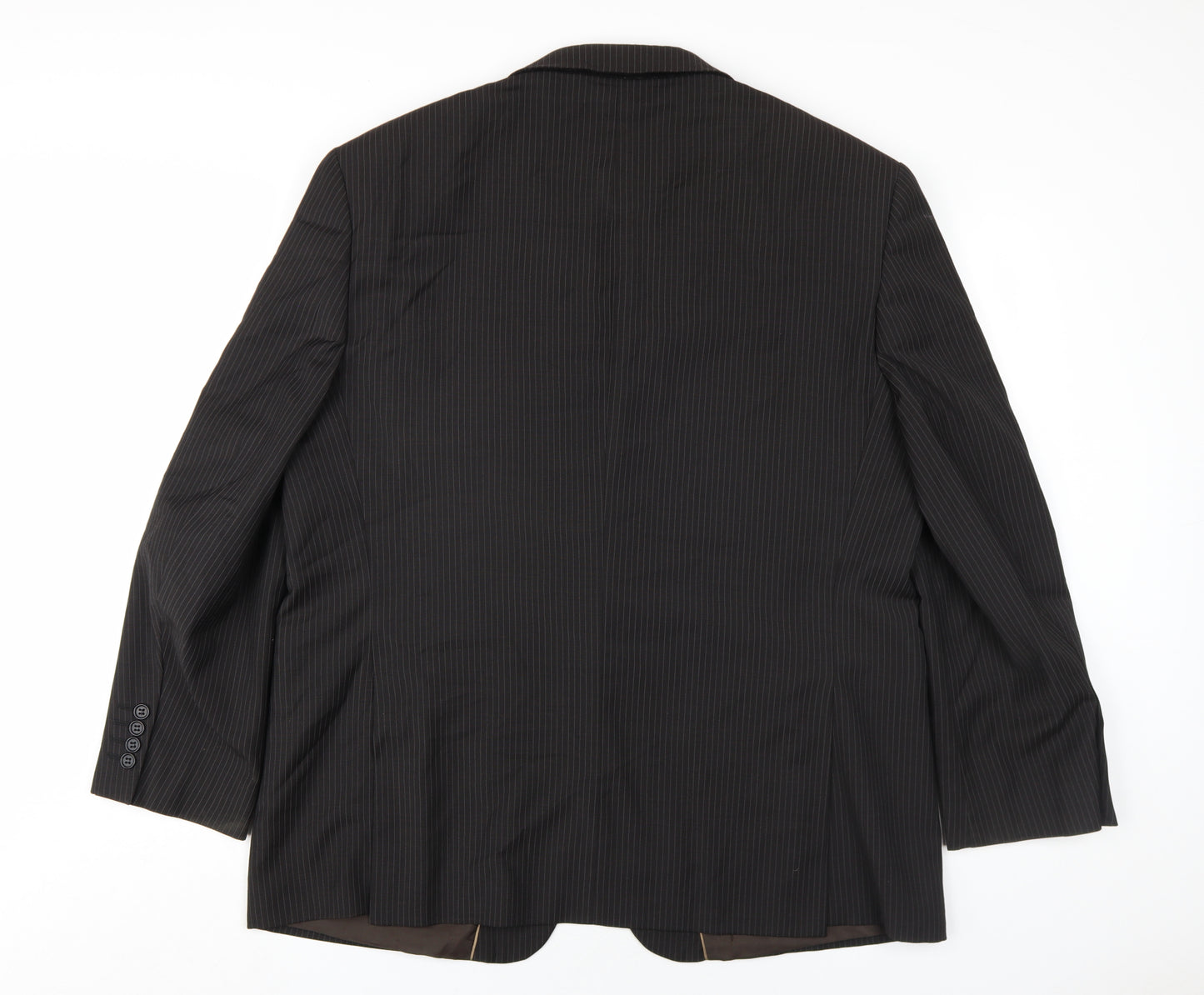 Marks and Spencer Mens Brown Striped Wool Jacket Blazer Size 46 Regular