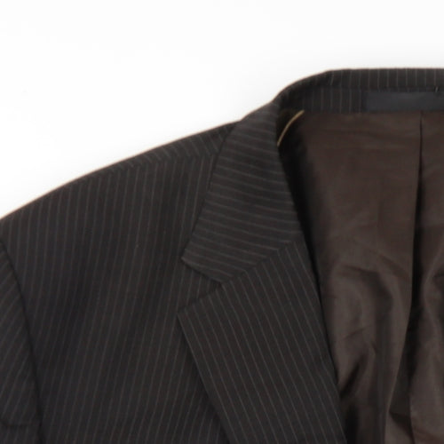 Marks and Spencer Mens Brown Striped Wool Jacket Blazer Size 46 Regular