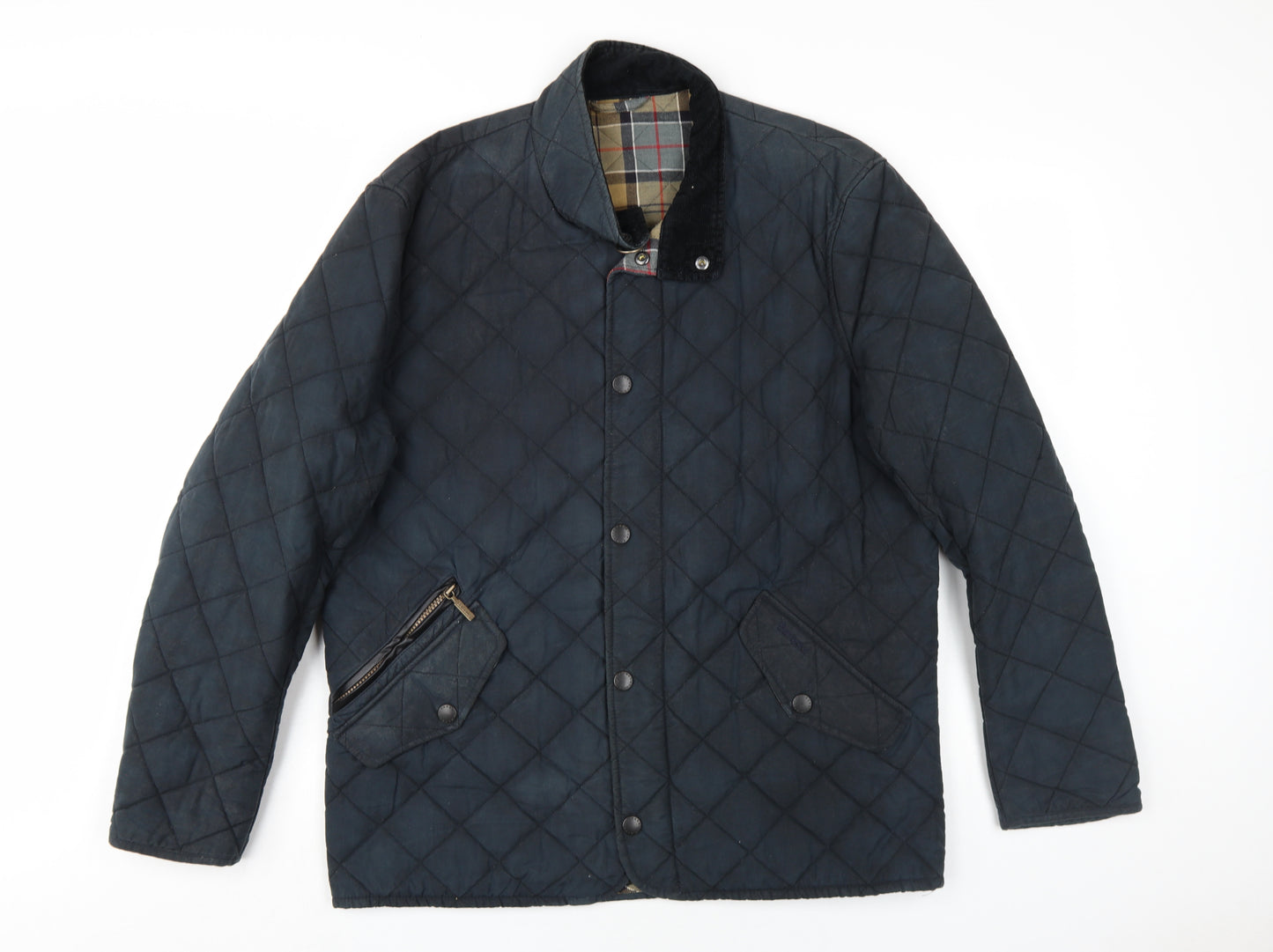 Barbour Mens Blue Quilted Coat Size L Zip