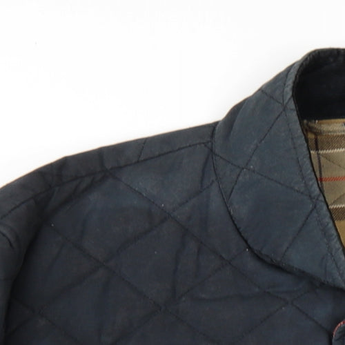 Barbour Mens Blue Quilted Coat Size L Zip