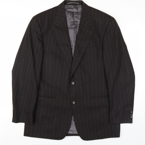Beaumont Carr Mens Black Striped Wool Jacket Blazer Size 38 Regular