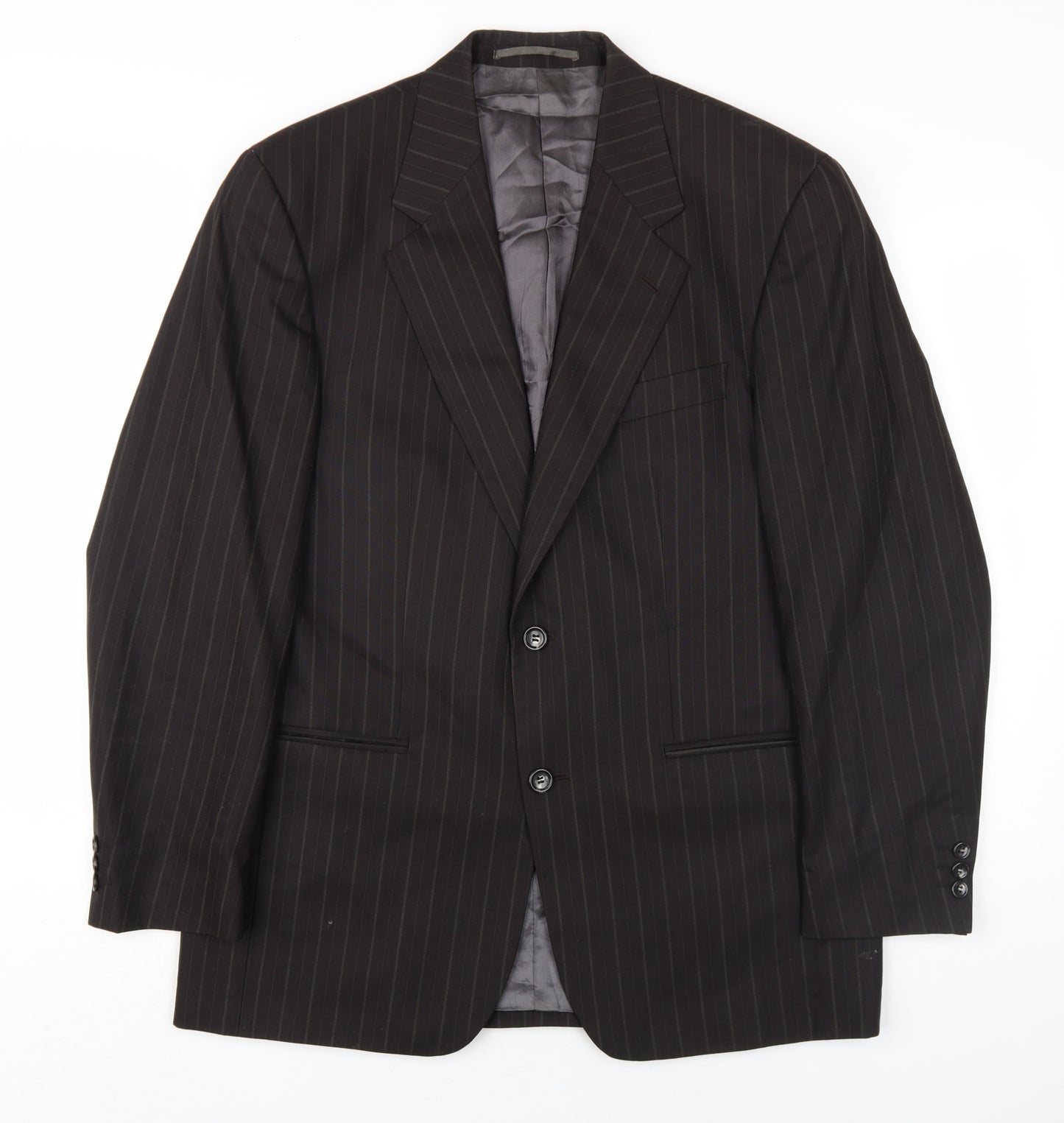 Beaumont Carr Mens Black Striped Wool Jacket Blazer Size 38 Regular