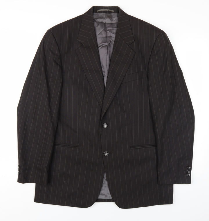 Beaumont Carr Mens Black Striped Wool Jacket Blazer Size 38 Regular