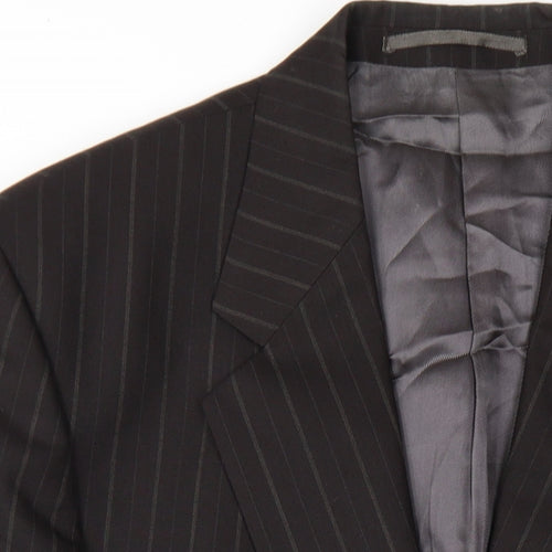 Beaumont Carr Mens Black Striped Wool Jacket Blazer Size 38 Regular