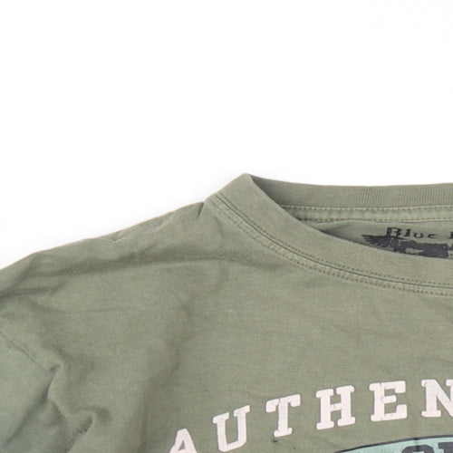 Blue Base Boys Green Camouflage Cotton Basic T-Shirt Size 10-11 Years Round Neck Pullover