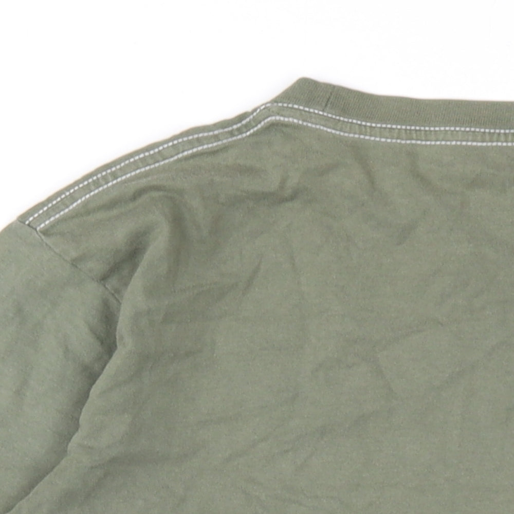 Blue Base Boys Green Camouflage Cotton Basic T-Shirt Size 10-11 Years Round Neck Pullover