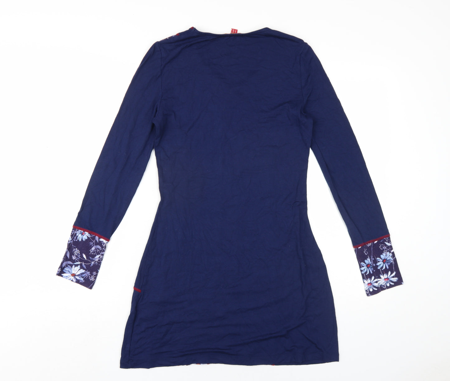 Joe Browns Womens Blue Floral Viscose A-Line Size 8 V-Neck Pullover