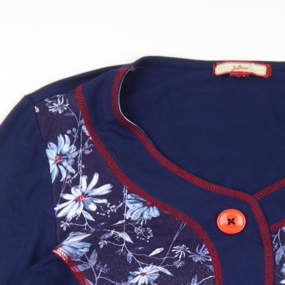 Joe Browns Womens Blue Floral Viscose A-Line Size 8 V-Neck Pullover