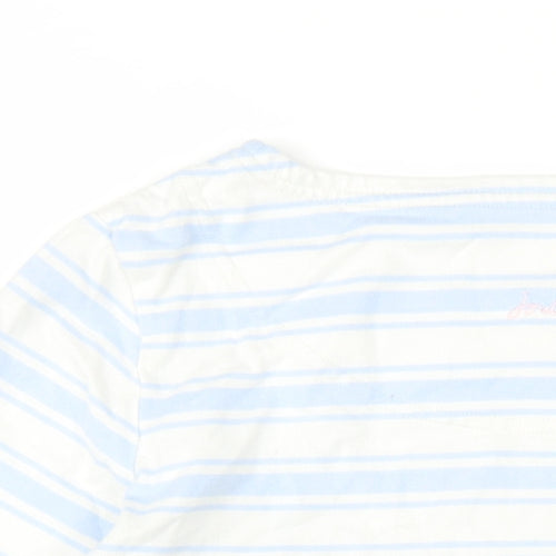 Joules Womens Blue Striped Cotton Basic T-Shirt Size 12 Round Neck