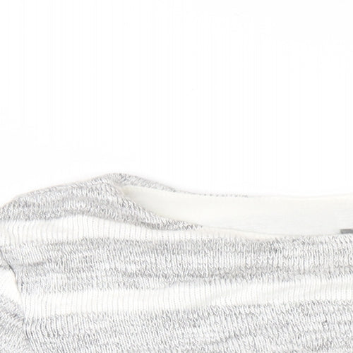 Phase Eight Womens Grey Striped Viscose Basic T-Shirt Size 12 Round Neck