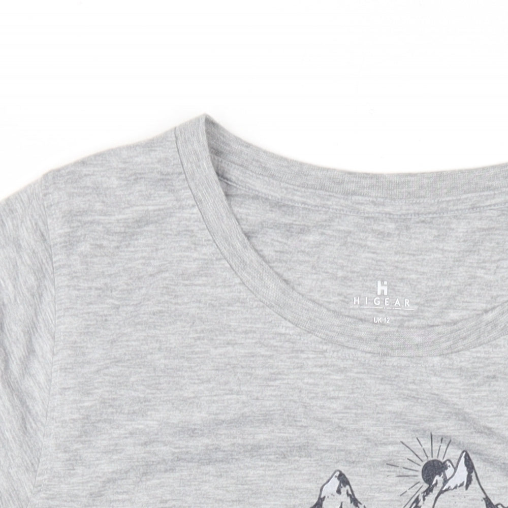 Hi Gear Womens Grey Polyester Basic T-Shirt Size 12 Round Neck