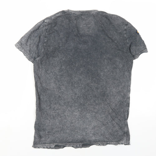 Superdry Mens Grey Cotton T-Shirt Size S Round Neck