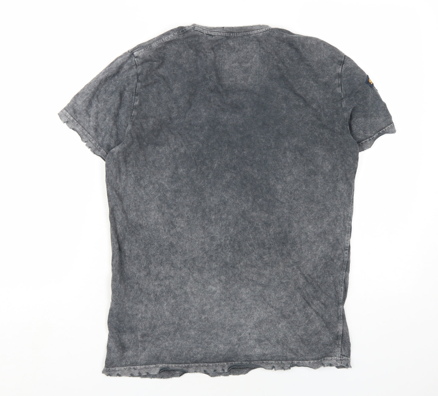 Superdry Mens Grey Cotton T-Shirt Size S Round Neck
