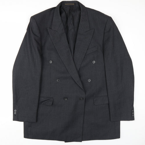 Marks and Spencer Mens Grey Wool Jacket Blazer Size 44 Regular