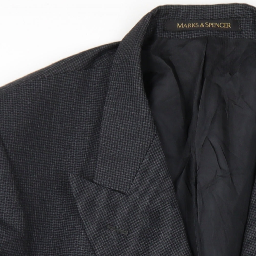 Marks and Spencer Mens Grey Wool Jacket Blazer Size 44 Regular