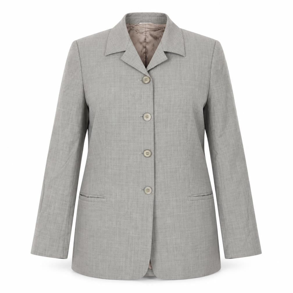 Front view of Marks & Spencer women’s grey wool jacket blazer, size UK 16