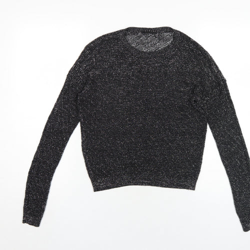 Sisley Womens Black Round Neck Polyester Pullover Jumper Size S