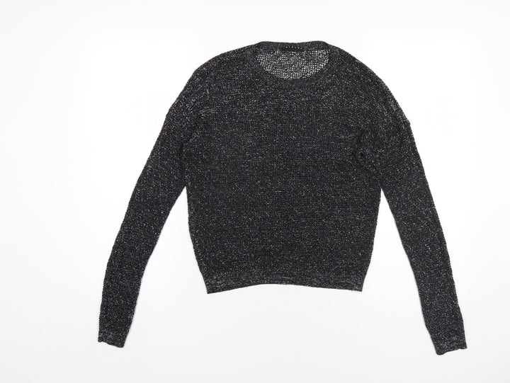 Sisley Womens Black Round Neck Polyester Pullover Jumper Size S