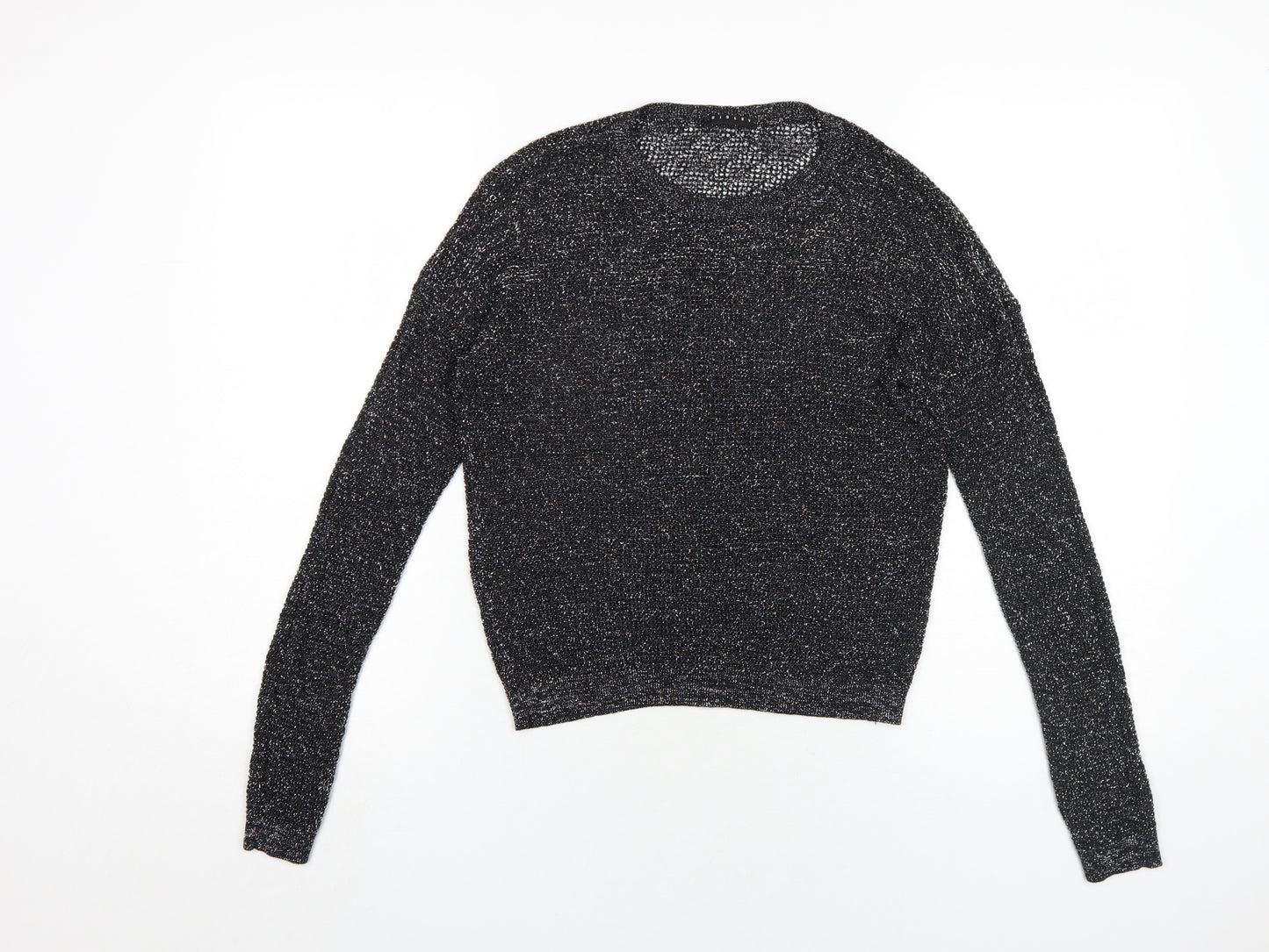 Sisley Womens Black Round Neck Polyester Pullover Jumper Size S