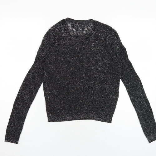 Sisley Womens Black Round Neck Polyester Pullover Jumper Size S