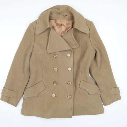 Weldrest Womens Beige Pea Coat Coat Size M Button