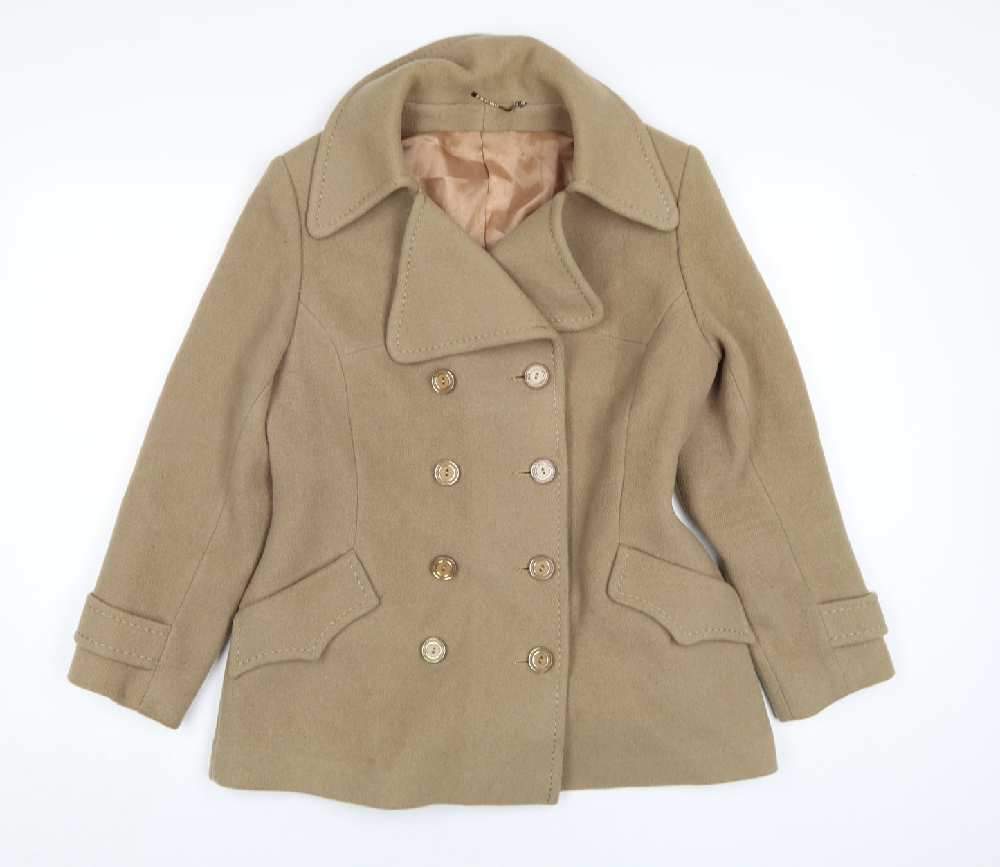 Weldrest Womens Beige Pea Coat Coat Size M Button