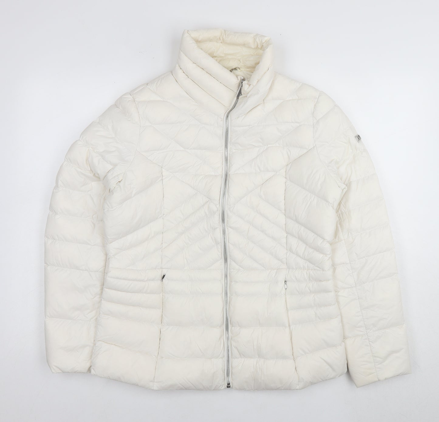 Karen Millen Womens White Quilted Jacket Size 12 Zip
