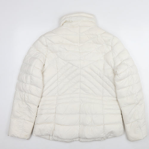Karen Millen Womens White Quilted Jacket Size 12 Zip