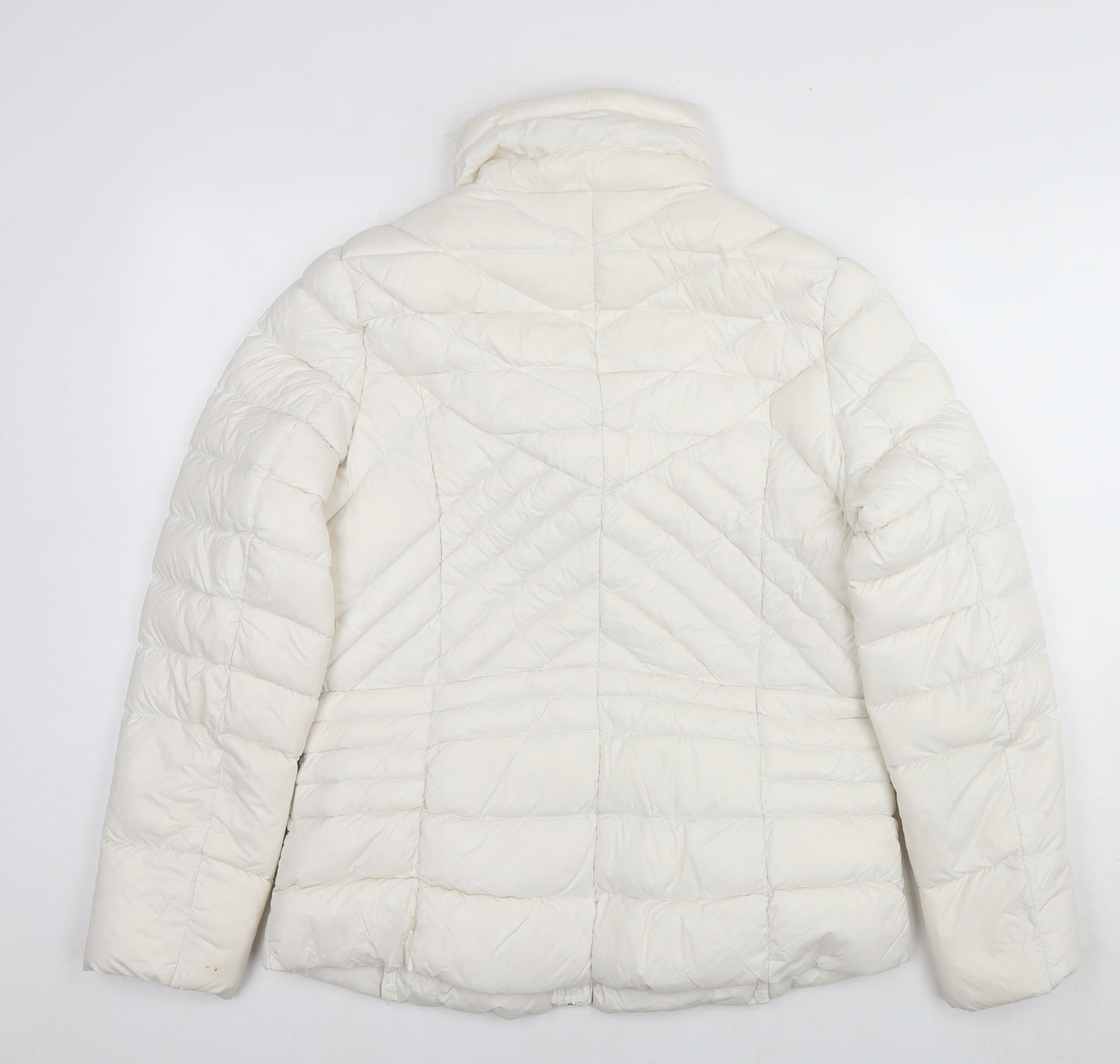 Karen Millen Womens White Quilted Jacket Size 12 Zip