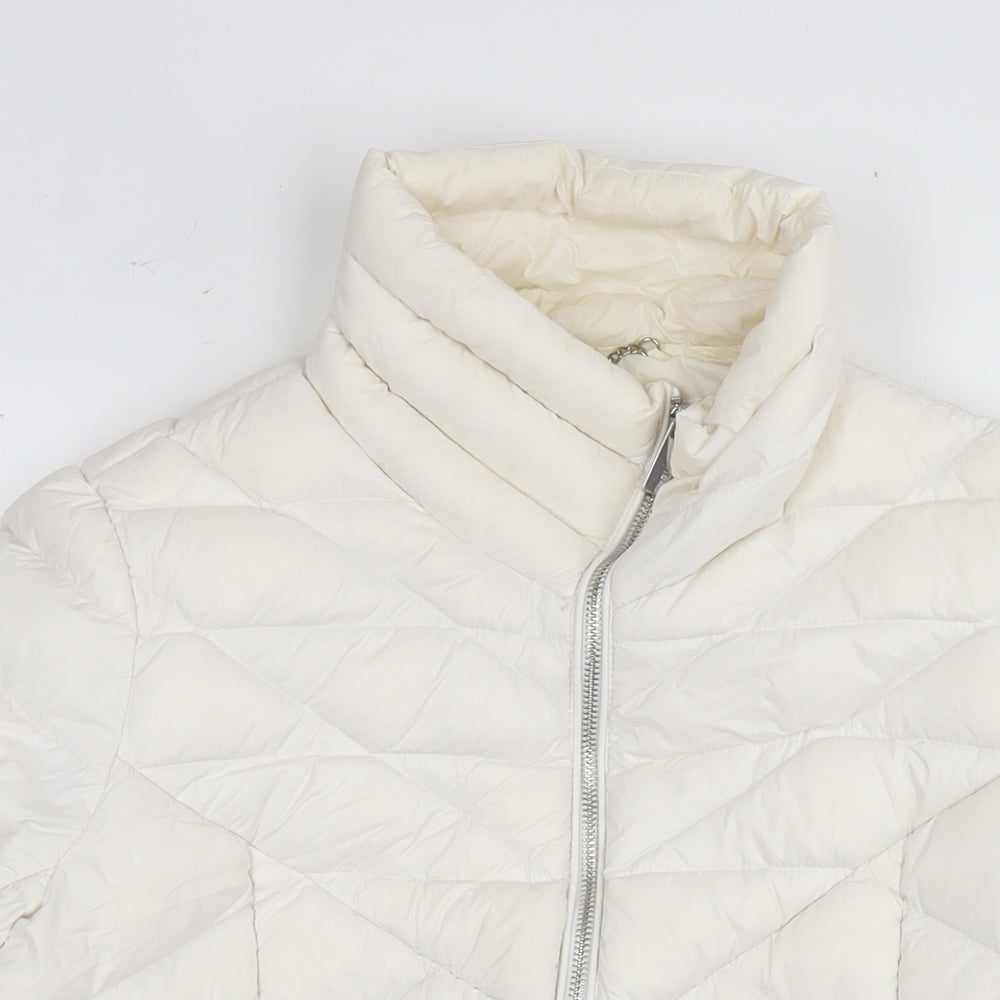 Karen Millen Womens White Quilted Jacket Size 12 Zip