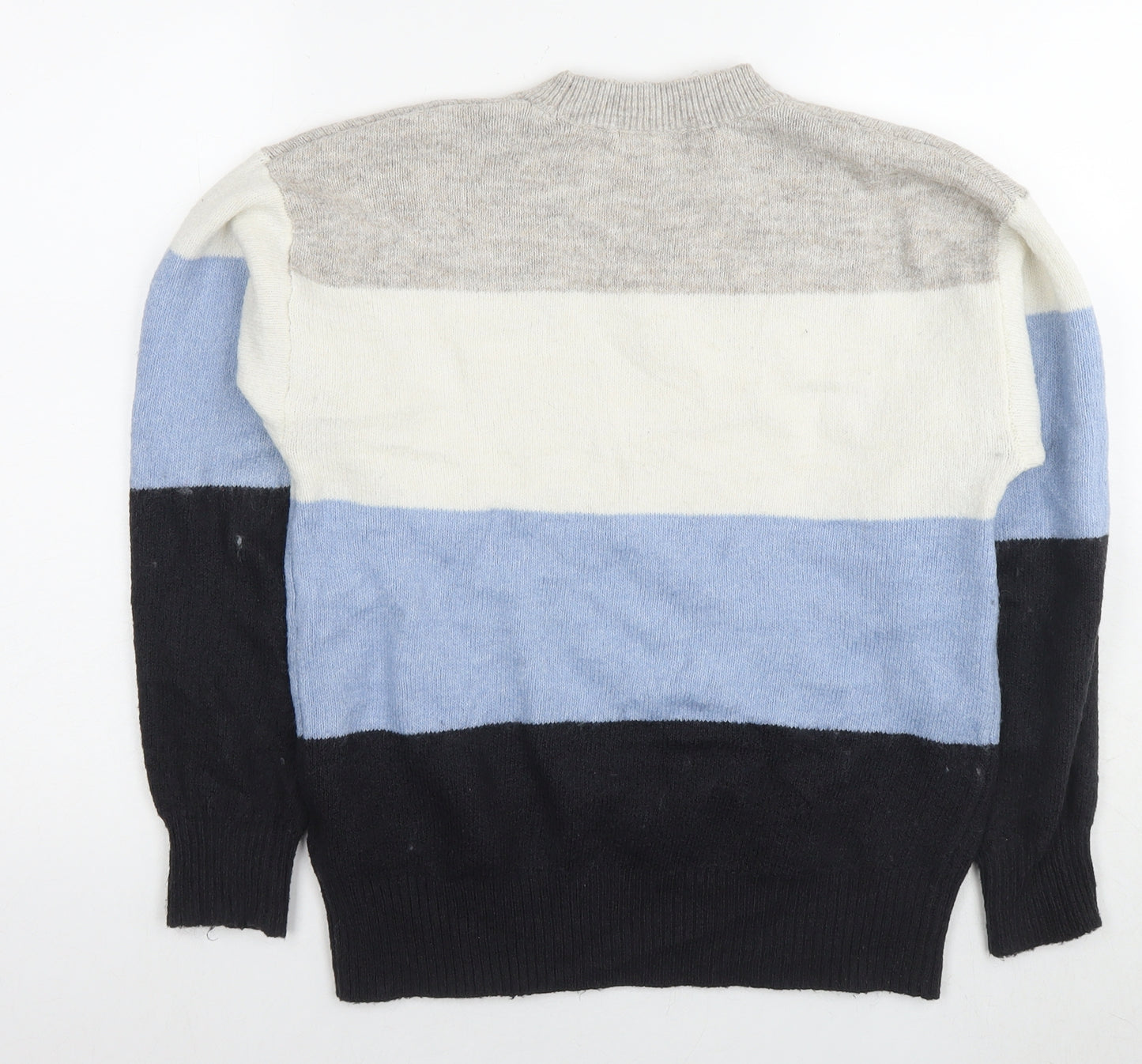 H&M Womens Multicoloured Round Neck Striped Polyester Pullover Jumper Size XS