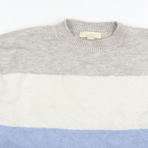 H&M Womens Multicoloured Round Neck Striped Polyester Pullover Jumper Size XS