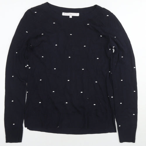 NEXT Womens Black Round Neck Polka Dot Polyester Pullover Jumper Size 8