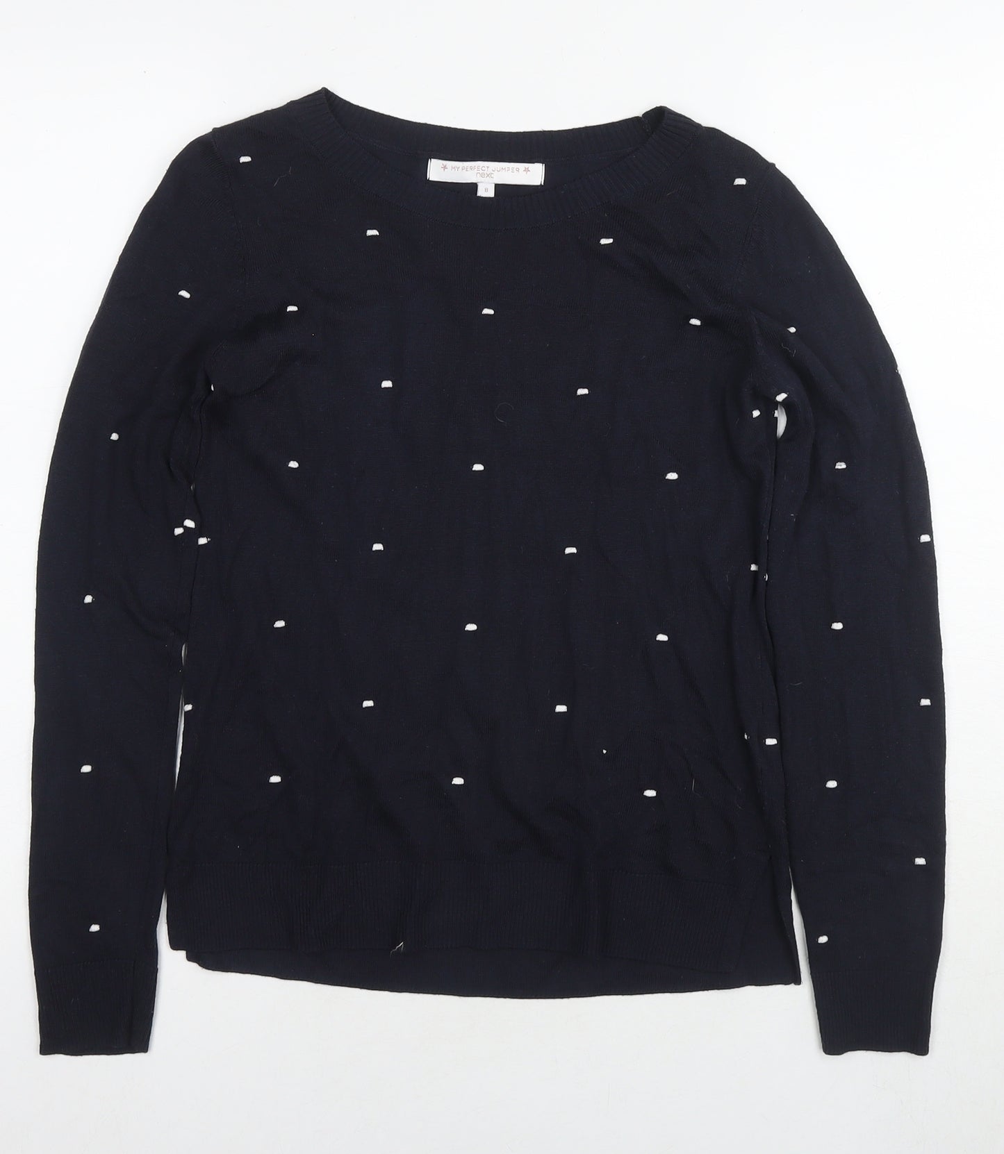 NEXT Womens Black Round Neck Polka Dot Polyester Pullover Jumper Size 8