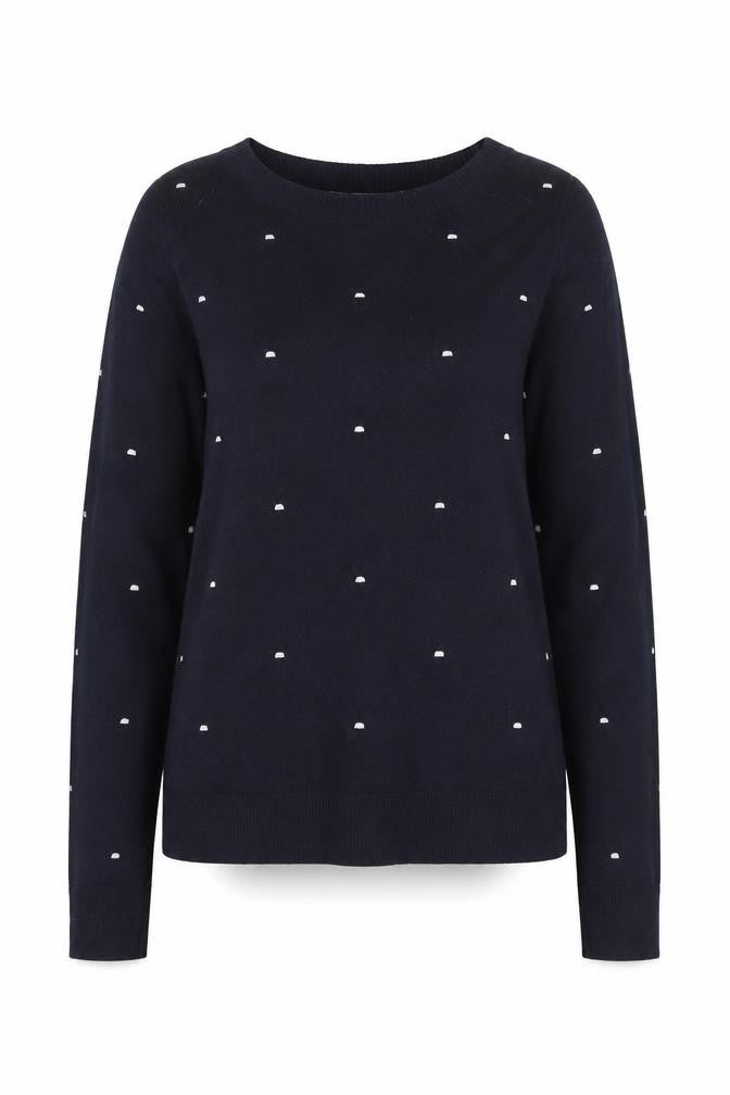 Next Womens Black Round Neck Polka Dot Polyester Pullover Jumper Size 8