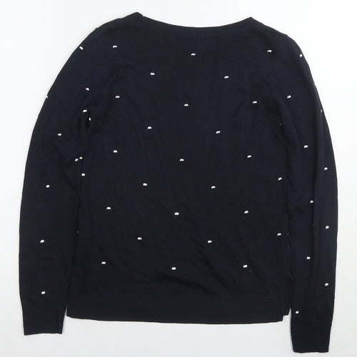 NEXT Womens Black Round Neck Polka Dot Polyester Pullover Jumper Size 8