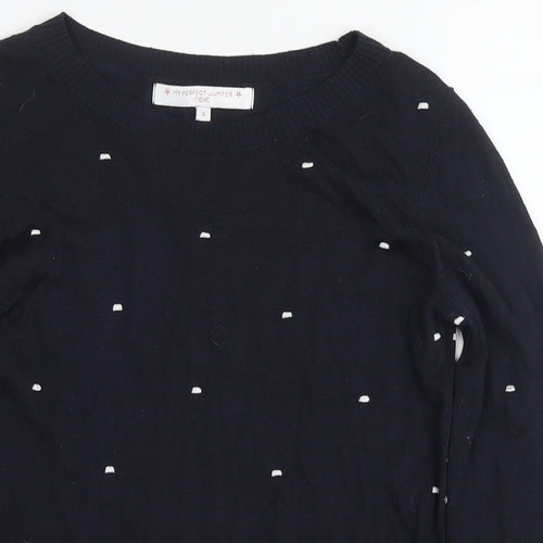 NEXT Womens Black Round Neck Polka Dot Polyester Pullover Jumper Size 8