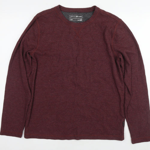 Eddie Bauer Womens Brown Round Neck Polyester Pullover Jumper Size M