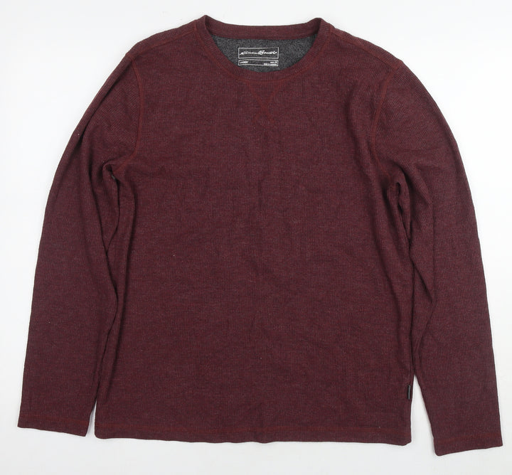 Eddie Bauer Womens Brown Round Neck Polyester Pullover Jumper Size M
