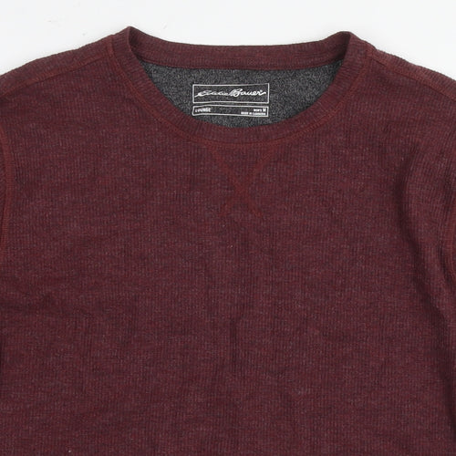 Eddie Bauer Womens Brown Round Neck Polyester Pullover Jumper Size M