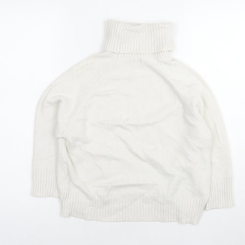 River Island Girls White Roll Neck Acrylic Pullover Jumper Size 7-8 Years Pullover