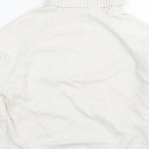 River Island Girls White Roll Neck Acrylic Pullover Jumper Size 7-8 Years Pullover