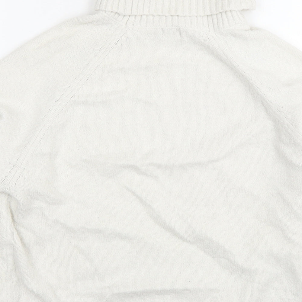 River Island Girls White Roll Neck Acrylic Pullover Jumper Size 7-8 Years Pullover