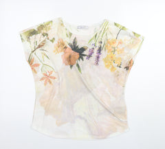 Per Una Womens Multicoloured Floral Polyester Basic Blouse Size 12 Round Neck - Flowers