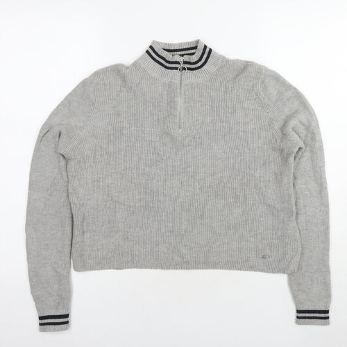 Pacific Republic Womens Grey Round Neck Polyester Pullover Jumper Size M