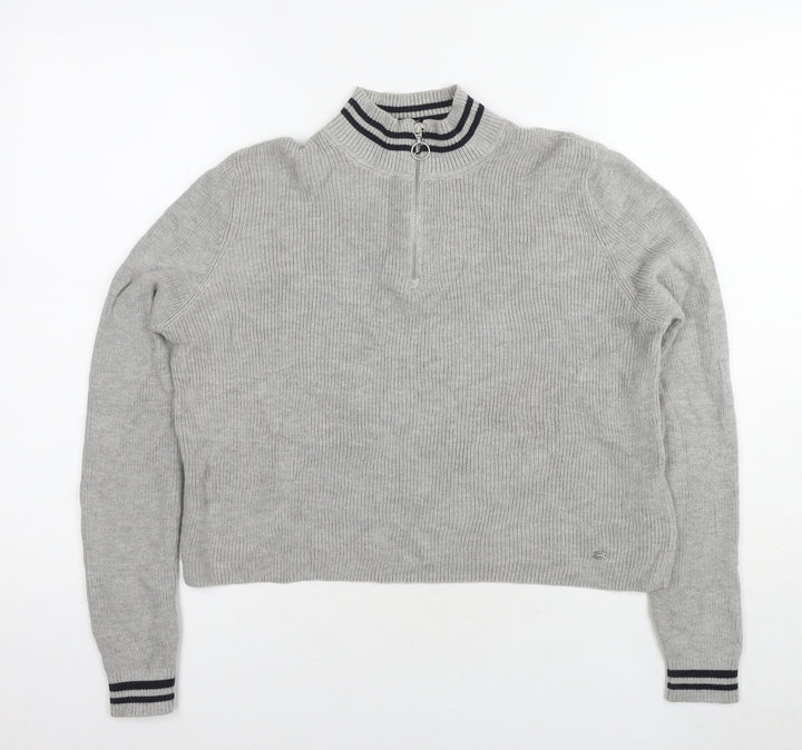 Pacific Republic Womens Grey Round Neck Polyester Pullover Jumper Size M