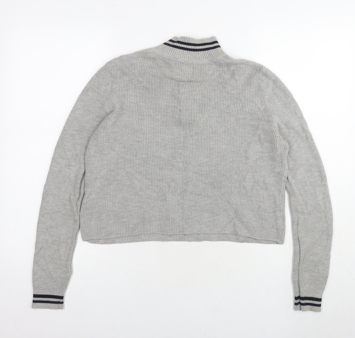 Pacific Republic Womens Grey Round Neck Polyester Pullover Jumper Size M