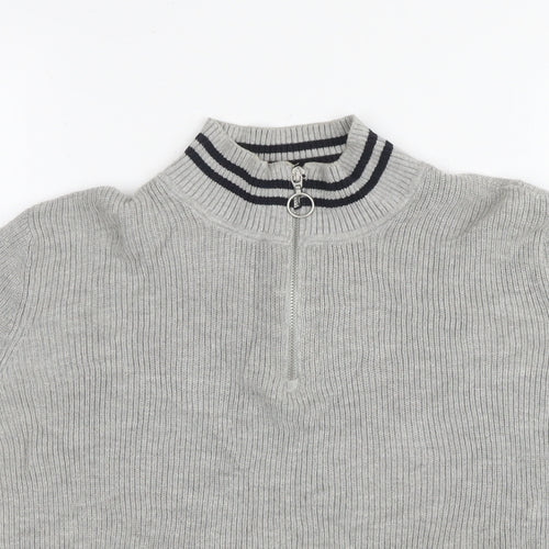 Pacific Republic Womens Grey Round Neck Polyester Pullover Jumper Size M