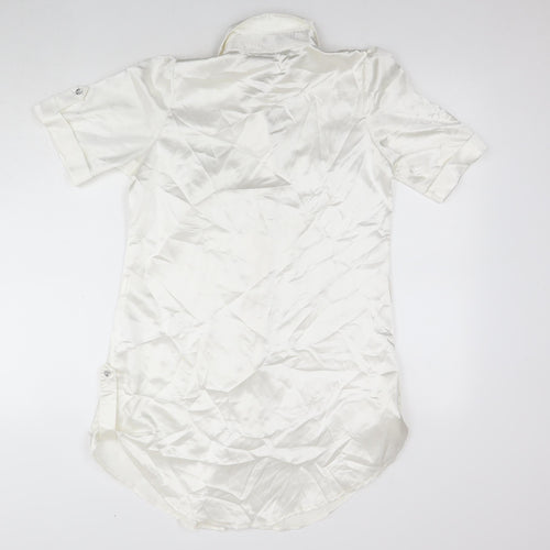 Kurt Muller Womens White Polyester Shirt Dress Size 12 Collared Button