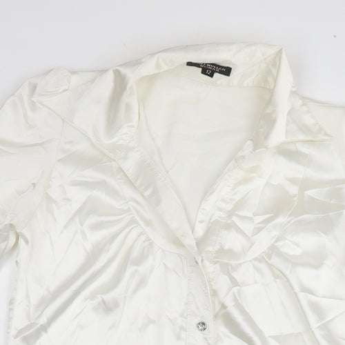 Kurt Muller Womens White Polyester Shirt Dress Size 12 Collared Button